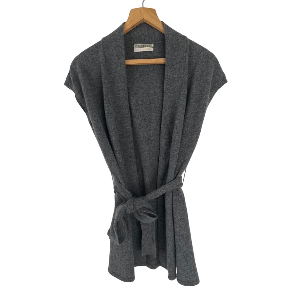 VELVET by Graham & Spencer | 100% Cashmere Sleeveless Belted Cardigan